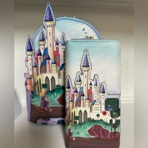 Loungefly Sleeping Beauty  Castle Backpack & Wallet NWT